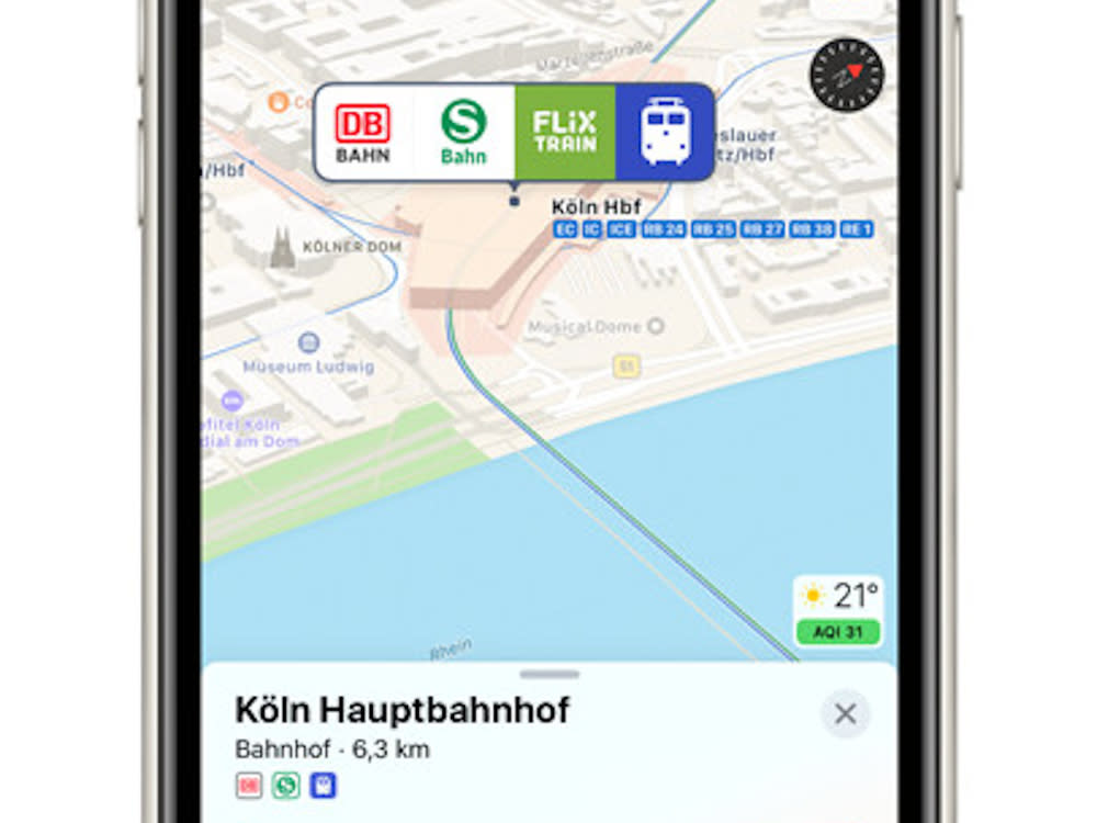 Apple Karten setzt nun auch in Deutschland auf den ÖPNV. (Bild: Apple)