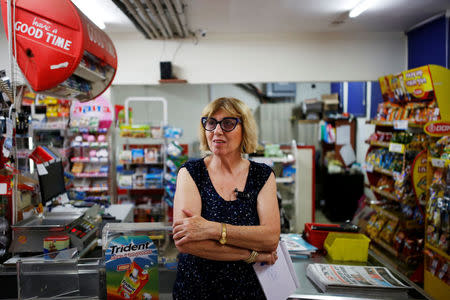 Grocery shop manager Ahuva Avraham is seen during an interview in Kibbutz Nahal Oz, near the Gaza Strip border, Israel April 8, 2018. REUTERS/Amir Cohen