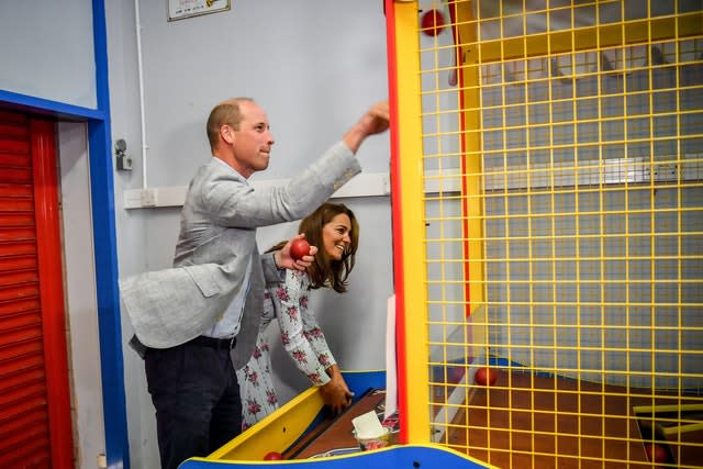 Before visiting the care home the couple toured an arcade on Barry Island. Ben Birchall/PA Wire