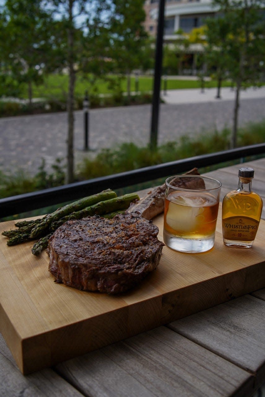 The Ben/Proper Grit is offering the "Fit for a King" deal this Father's Day. It includes a 36-ounce Tomahawk steak with a twice-baked loaded potato, asparagus, a small bottle of WhistlePig Whiskey’s smooth “Ben Barrel Blend” and a cigar all priced for $150.