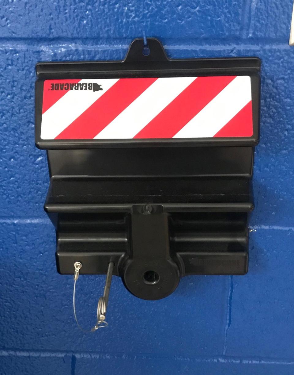 Every building in Cambridge City Schools has door barricades hanging inside the doors of each classroom and office so they can be easily accessed and implemented in a crisis situation.