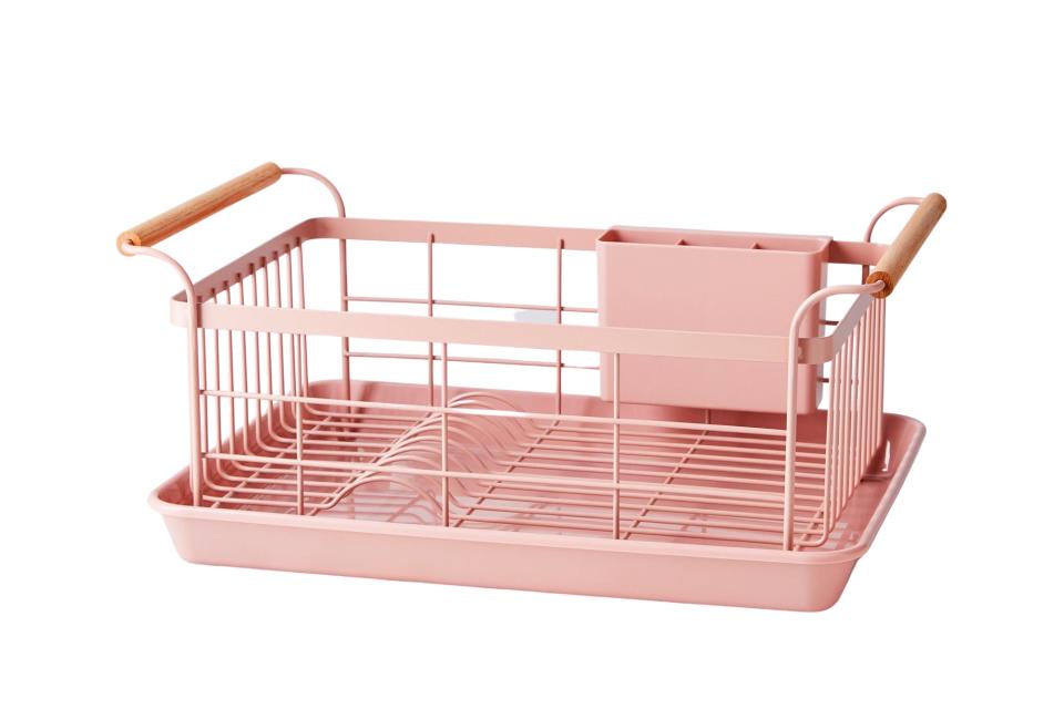 Food52 blush wood-handled dish rack (was $78, now 30% off)