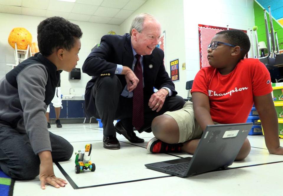 David Lewis, superintendent of the Muscogee County School District, visits a class at Downtown Elementary Magnet Academy in Columbus, Georgia.