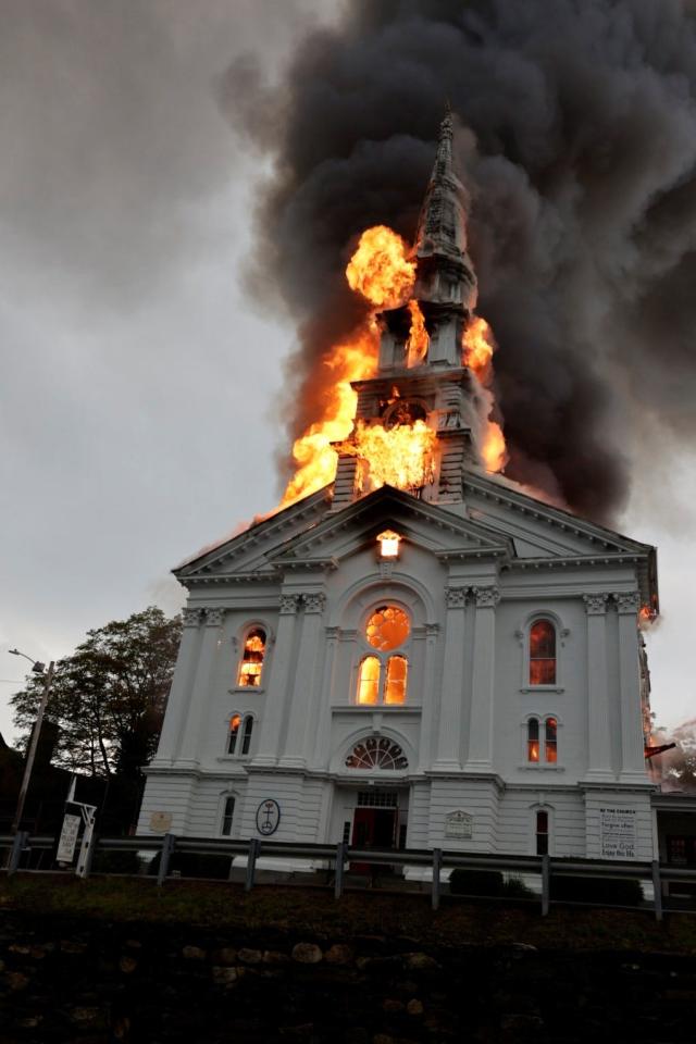 Flames swallow First Congregational Church in Spencer