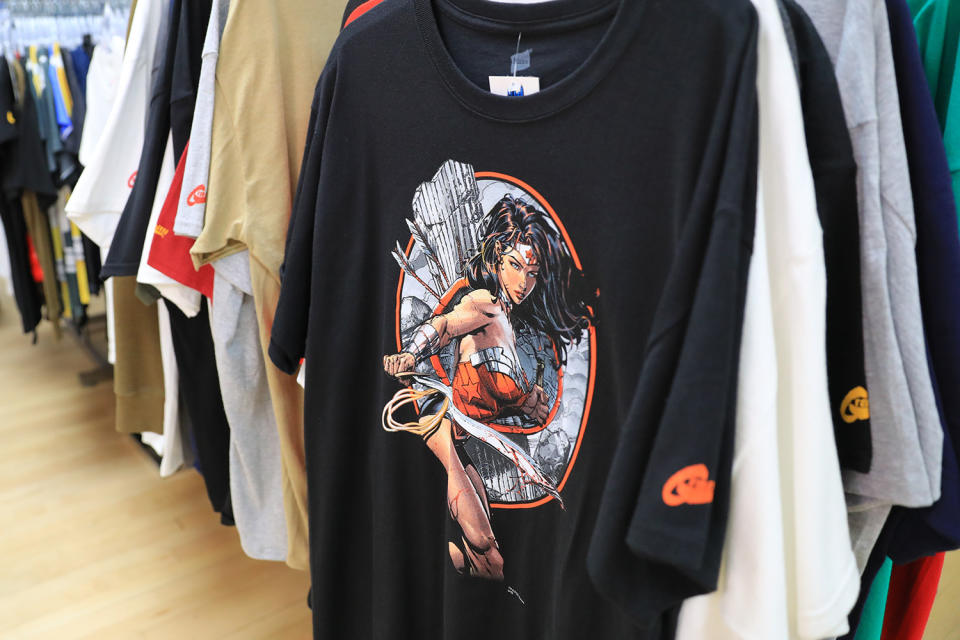 <p>Wonder Woman T-shirts at the Midtown Comics in New York City. (Gordon Donovan/Yahoo News) </p>