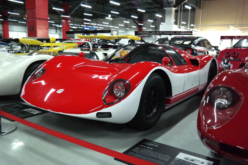 <p>This is the one-off R380-II prototype race car, built in 1967 following the merger between Prince and Nissan. With stunning looks more akin to a Ferrari than anything else, it was able to break a number of land speed records, though none of those records could be certified internationally since the courses used were not sanctioned by the FIA, according to Nissan. </p>