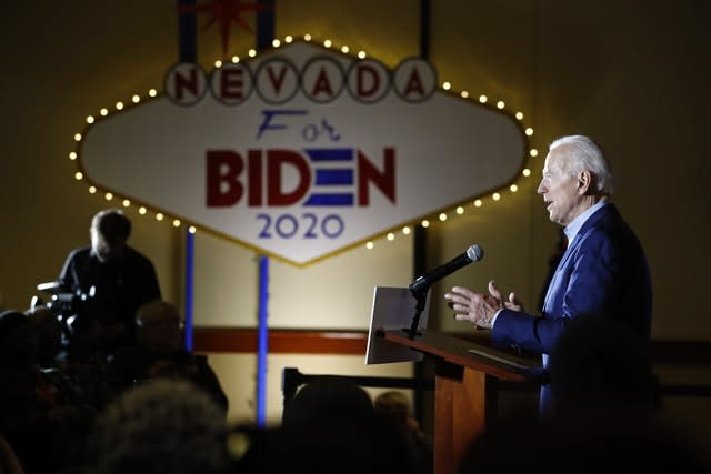 Joe Biden speaks at a campaign event in Las Vegas