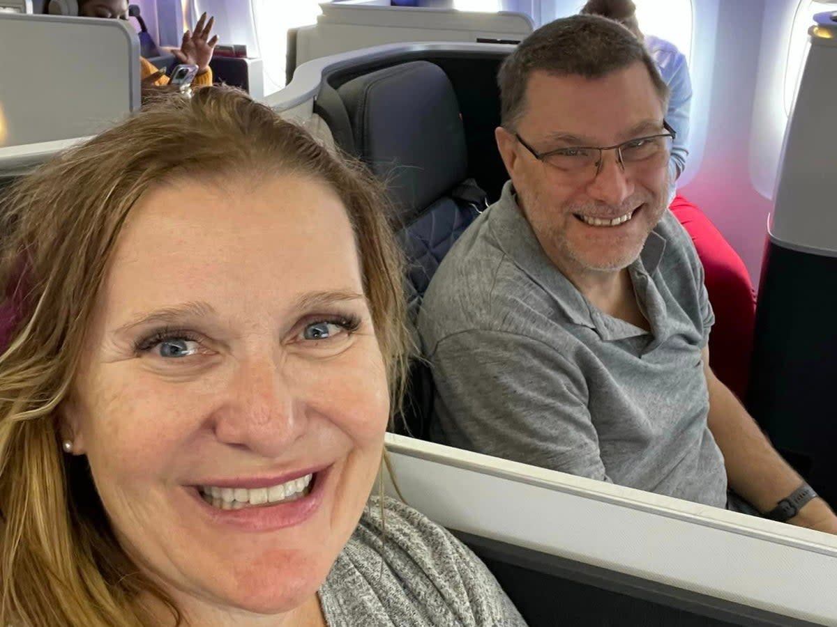 Jill and her husband use her airline points to upgrade on flights (Jill Robbins)