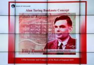 The banknote concept of a new 50 pond note featuring mathematician Alan Turing is presented at the Science and Industry Museum in Mancheste