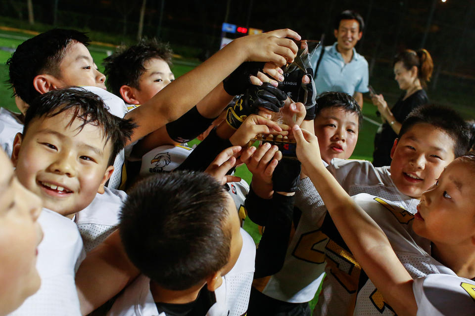 Eagles players celebrating victory