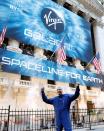 Sir Richard Branson poses outside of the New York Stock Exchange (NYSE) ahead of Virgin Galactic (SPCE) trading in New York