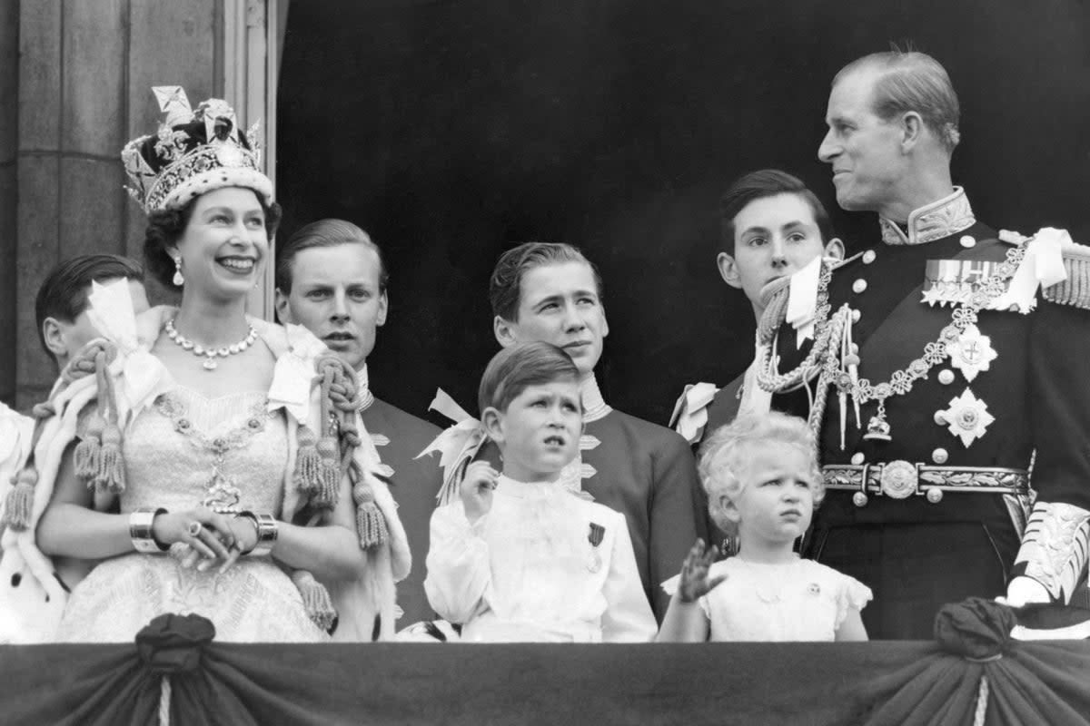 The Royal Family on the balcony at Buckingham Palace after the coronation at Westminster Abbey in 1953 (PA) (PA Archive)