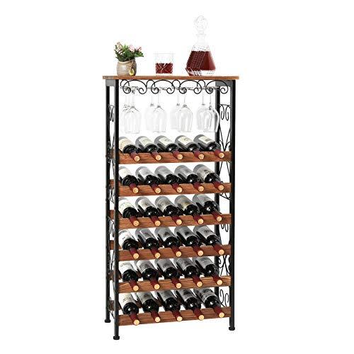 16) Rustic 30 Bottles Floor Wine Rack Shelf