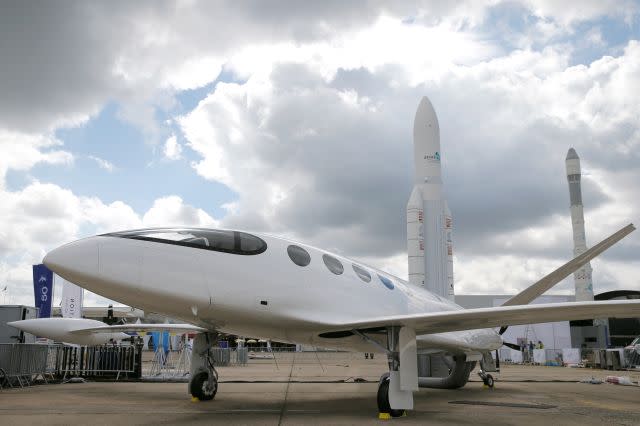 Israeli Eviation Alice electric aircraft  is seen on static display, at the eve of the opening of the 53rd International Paris Air Show at Le Bourget Airport near Paris