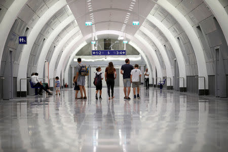 People walk inside Israel's new high-speed rail line station in Jerusalem September 25, 2018. REUTERS/Amir Cohen