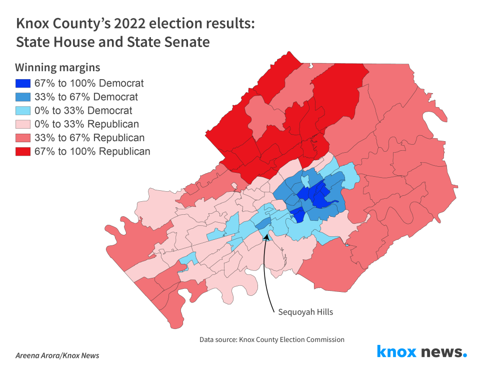 Knox County election results in 2022 for State House and State Senate, highlighting Sequoyah Hills