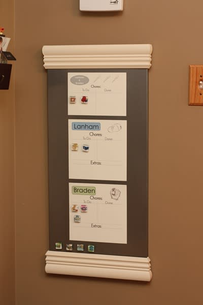 <div class="caption-credit"> Photo by: Sabby in Suburbia</div><div class="caption-title">Create a chore chart station</div>I like how this system keeps everything in one place and is easy to read for the kids. And I love that it's not too cutesy-cute. <br> <a rel="nofollow noopener" href="http://blogs.babble.com/babble-voices/tsh-oxenreider-the-dsh-with-tsh/2012/08/28/21-chore-chart-ideas/#2-create-a-chore-chart-station" target="_blank" data-ylk="slk:Make this chart" class="link "><i>Make this chart</i></a>