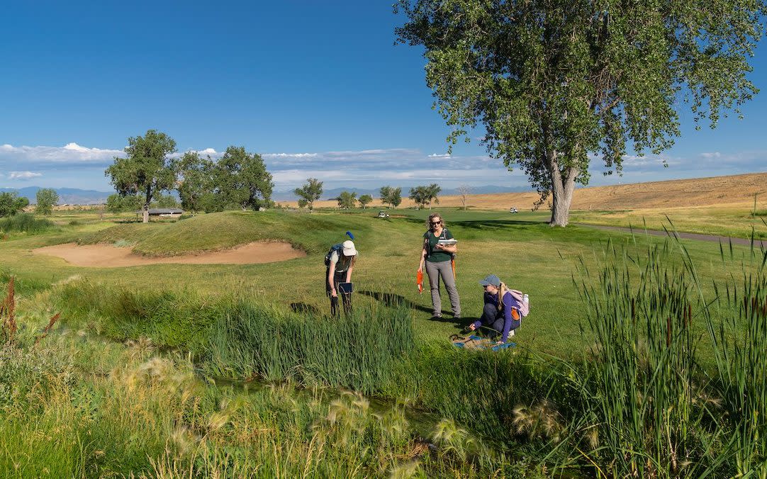 The team doing some research at the Colorado golf course