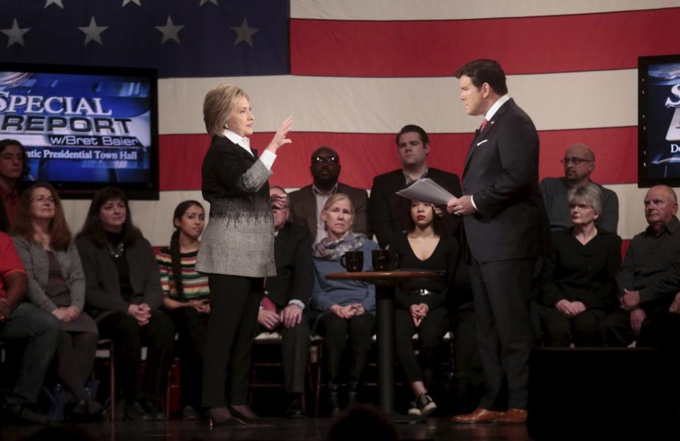 Hillary Clinton and Fox News anchor Bret Baier in Detroit