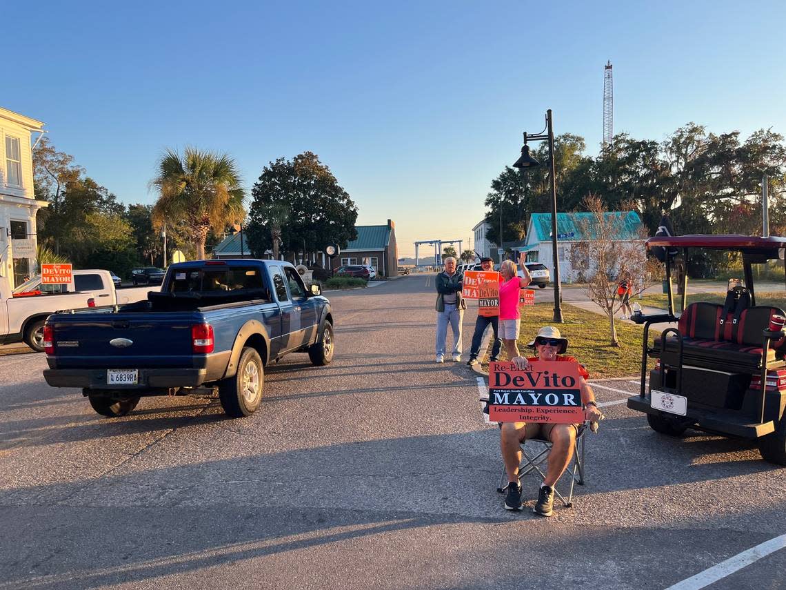 Scot Clark started campaigning for Port Royal mayoral candidate Joe DeVito at 7 a.m. Tuesday morning.