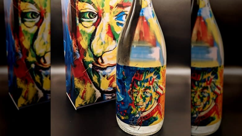 Gaisbergwasser painting on glass bottle 