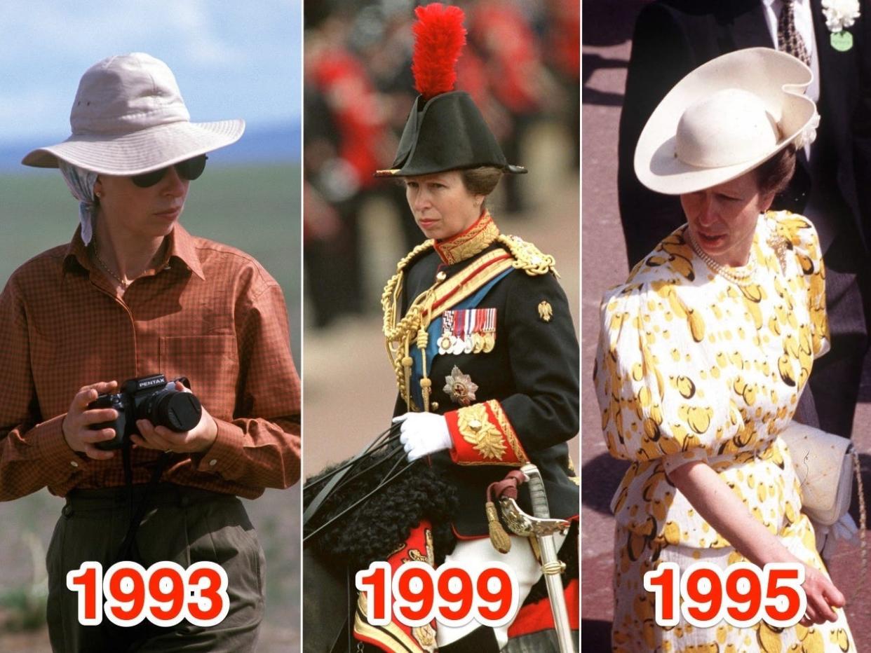 Princess Anne's eclectic style throughout the 1990s.