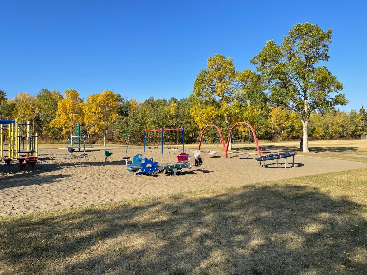 The 16-year-old was arrested Sunday a playground at Albert Lacombe school in St. Albert after RCMP received numerous calls about a man acting erratically. (Travis McEwan/CBC - image credit)