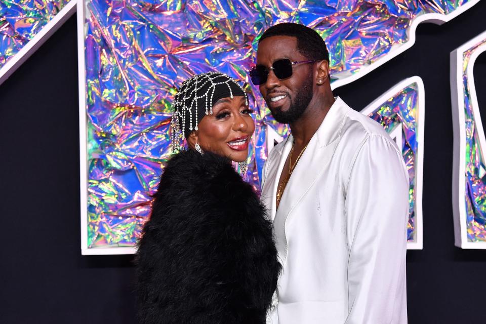 Sean "Diddy" Combs, right, arrives for the 2023 MTV Video Music Awards in Newark, New Jersey, on Sept. 12, 2023.