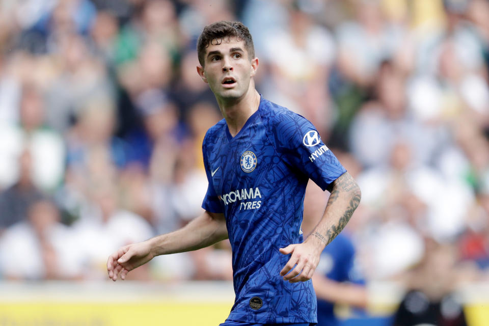 MONCHENGLADBACH, GERMANY - AUGUST 3: Christian Pulisic of Chelsea FC during the Club Friendly   match between Borussia Monchengladbach v Chelsea at the Borussia Park on August 3, 2019 in Monchengladbach Germany (Photo by Laurens Lindhout/Soccrates/Getty Images)