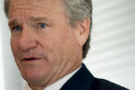 Brian Moynihan, CEO of Bank of America, is photographed during an interview at the Bank of America Tower, Wednesday, Aug. 17, 2022, in the Manhattan borough of New York. Bank of America says the revenue it gets from overdrafts has dropped 90% from a year ago, after the bank reduced overdraft fees to $10 from $35 and eliminated fees for bounced checks. (AP Photo/John Minchillo)