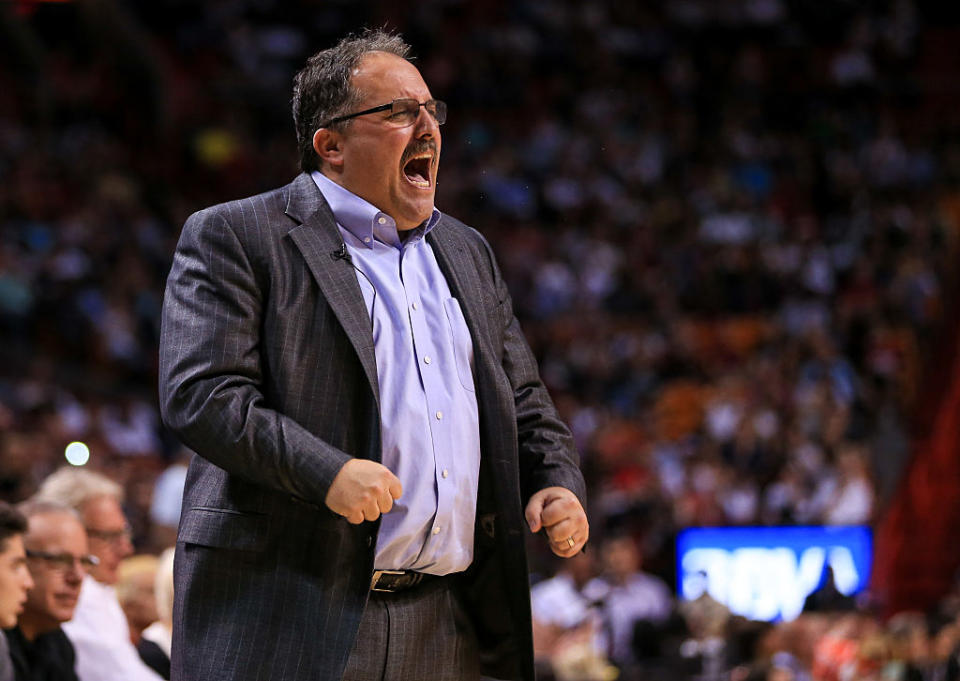 Stan Van Gundy is not happy. (Rob Foldy/Getty Images)