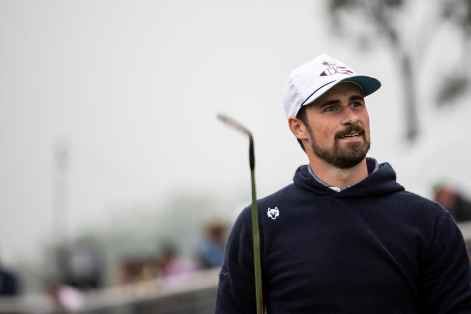 Dylan Larkin assesses his first swing from hole 15 at the AREA 313 Celebrity Scramble at Detroit Golf Club in Detroit on Tuesday, June 27, 2023. 