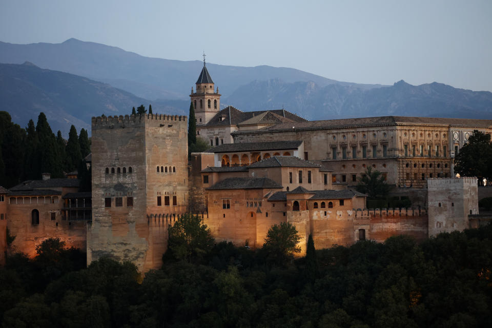 View of the Alhambra, where European leaders are gathering, in southern Spain's Granada, Thursday, Oct. 5, 2023. Almost 50 European leaders are using a summit in southern Spain's Granada to stress they stand by Ukraine at a time when Western resolve appears somewhat weakened. (AP Photo/Fermin Rodriguez)