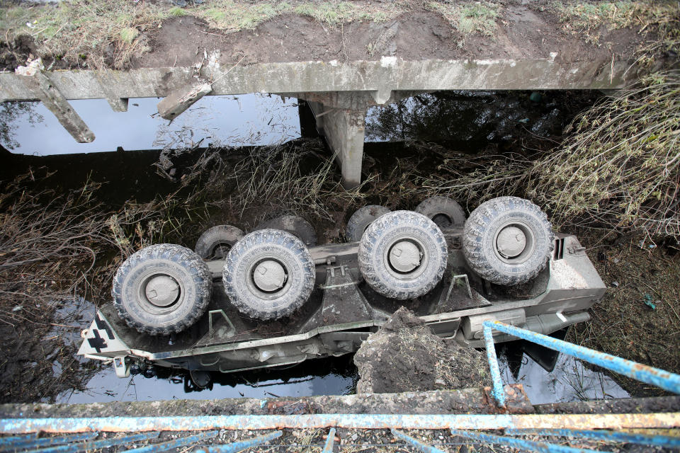 KHARKIV REGION, UKRAINE - SEPTEMBER 13, 2022 - A destroyed Russian military vehicle is seen by the side of the road leading to Balakliia which was liberated from Russian invaders by the Ukrainian army in the course of the counteroffensive in Kharkiv Region, northeastern Ukraine. (Photo credit should read Vyacheslav Madiyevskyy/ Ukrinform/Future Publishing via Getty Images)