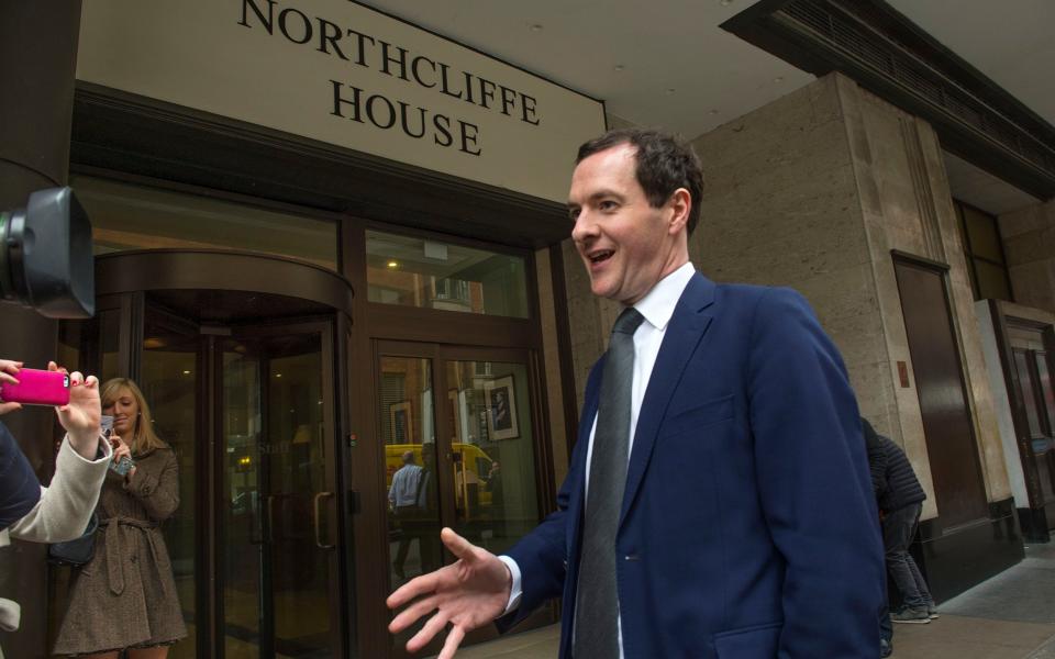 George Osborne MP leaves Northcliffe House in Kensington, West London, home of the Evening Standard - Credit:  JULIAN SIMMONDS