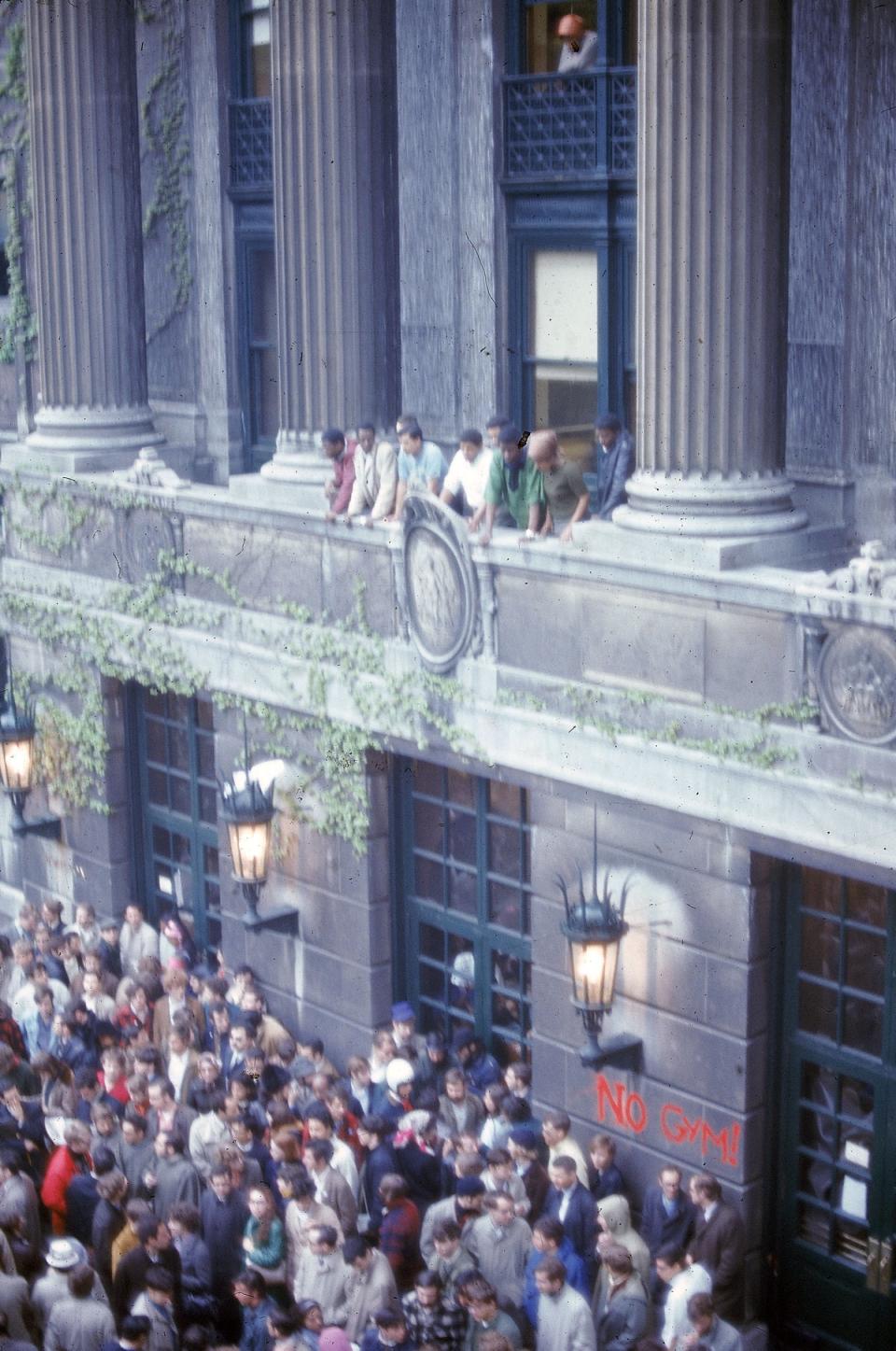 Protesters against the Vietnam war at Columbia University in April 1968 (Getty)