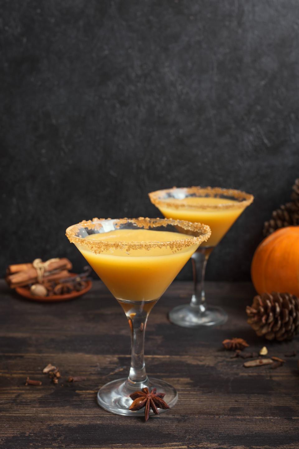 <p>Made with vodka or whiskey (your choice!), pumpkin liqueur and Irish cream, it’s the smooth, sweet and slightly spicy pumpkin cocktail we’ll be sippin’ on all season. </p><p><em><a href="https://www.goodhousekeeping.com/food-recipes/a34097488/pumpkin-martini-recipe/" rel="nofollow noopener" target="_blank" data-ylk="slk:Get the recipe for Pumpkin Martinis »;elm:context_link;itc:0;sec:content-canvas" class="link ">Get the recipe for Pumpkin Martinis » </a></em></p>