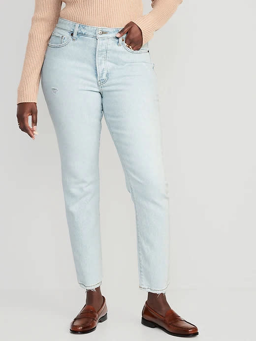 High-Waisted OG Straight Ripped Ankle Jeans