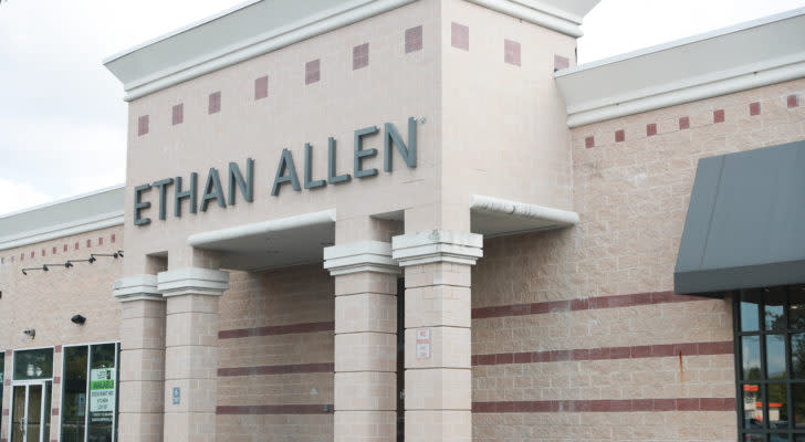 Ethan Allen store exterior and logo