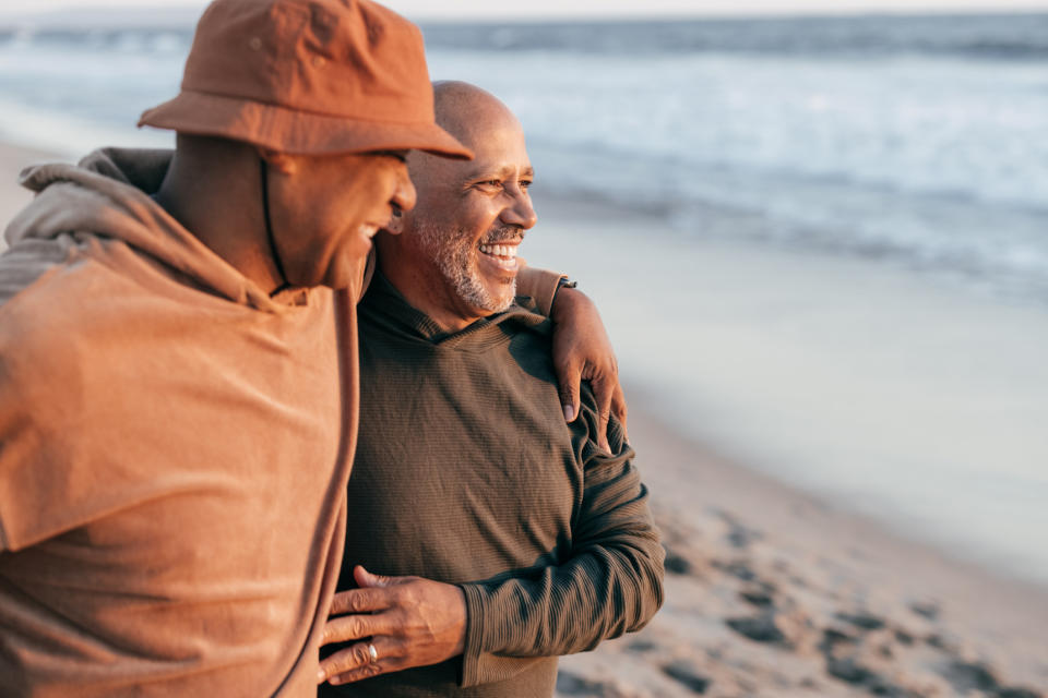 two older men on the beach