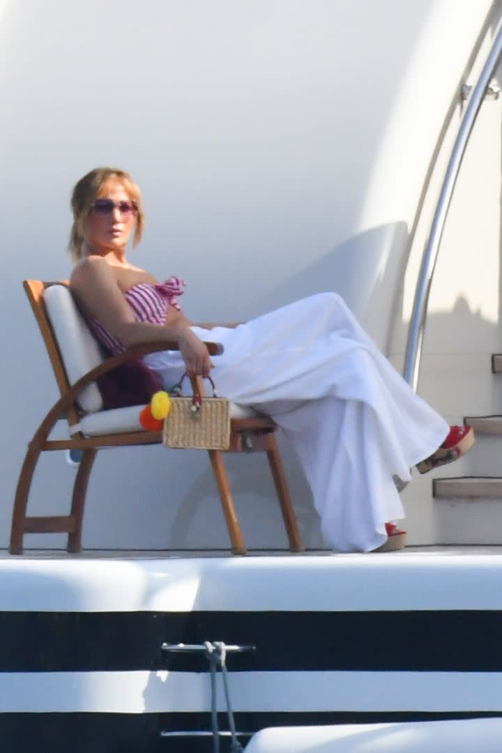 Jennifer Lopez on a yacht in the Amalfi Coast, Italy, July 28. - Credit: MEGA