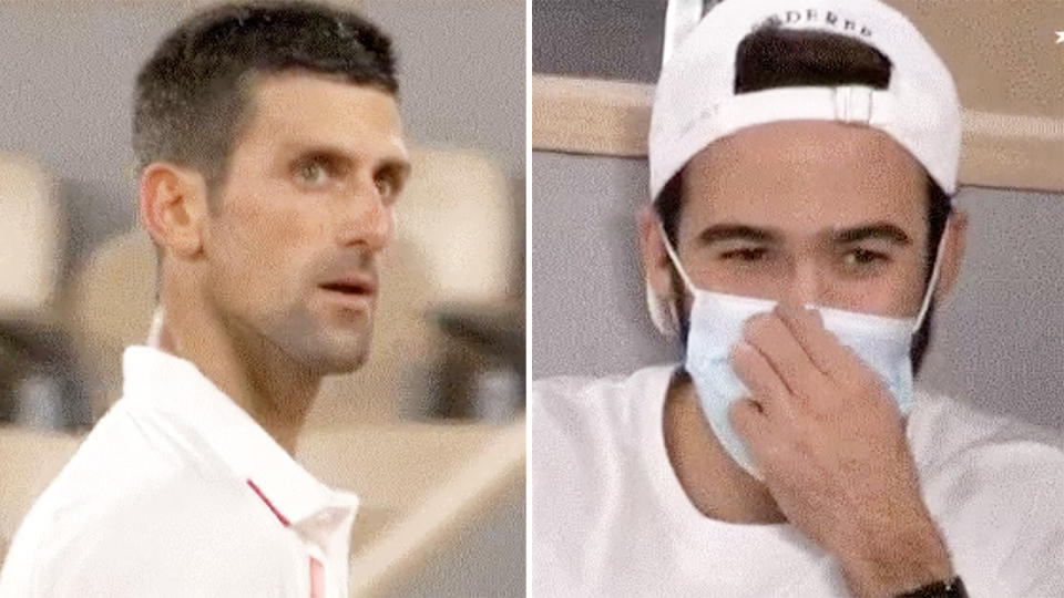 Novak Djokovic, pictured here in a fiery exchange with a Roger Federer fan at the French Open.