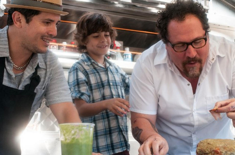 john favreau, Emjay Anthony, and john leguizamo in a food truck in chef