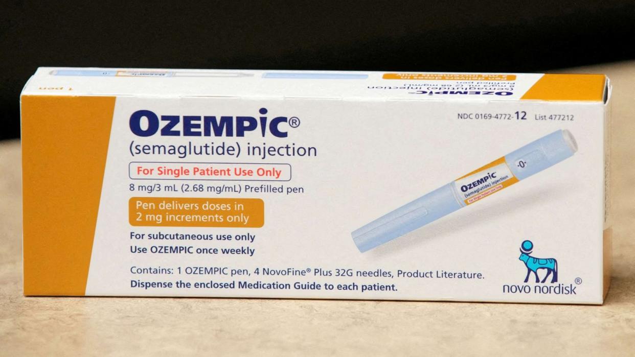 PHOTO: A box of Ozempic, a semaglutide injection drug used for treating type 2 diabetes and made by Novo Nordisk, is seen at a Rock Canyon Pharmacy in Provo, Utah, March 29, 2023. (George Frey/Reuters, FILE)