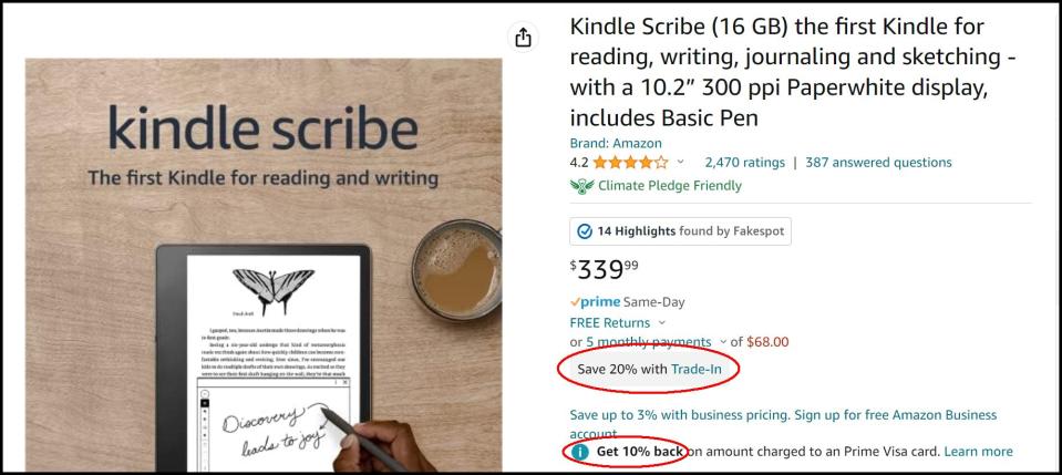 If you're able, take advantage of these two offers to save a hefty 30% on the price of a Kindle Scribe. (Photo: Rick Broida/Yahoo)
