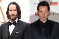 Keanu Reeves mantiene su look de la saga 'John Wick', donde luce pelo largo y barba. Sin embargo, en 2012 pudimos verle afeitado. ¡Menudo cambio! (Foto: Steve Granitz / Chris McGrath / Getty Images)