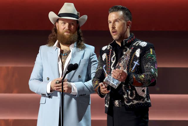 <p>Terry Wyatt/Getty</p> John Osborne and TJ Osborne of Brothers Osborne at the 2023 CMA Awards