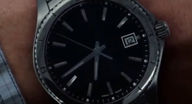 A close-up shot of Richard Parker's watch in "The Amazing Spider-Man 2"