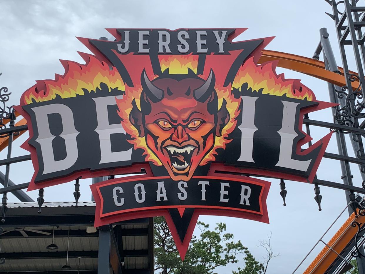 Sign for Jersey Devil Coaster at Six Flags Great Adventure
