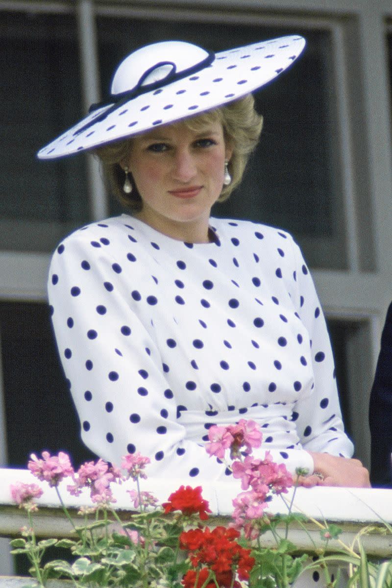 <p>In a head-to-toe polka dot look while watching The Derby in Epsom, Surrey. </p>